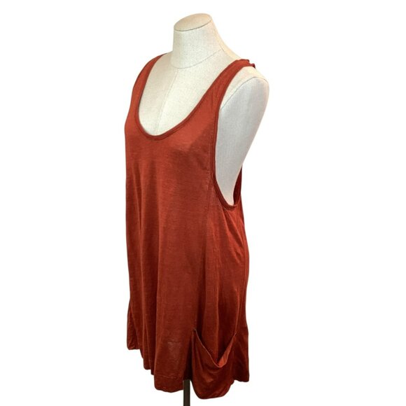 Eileen Fisher A-Line Dress Sleeveless Linen Tank Womens Large Rust Orange - Picture 3 of 9